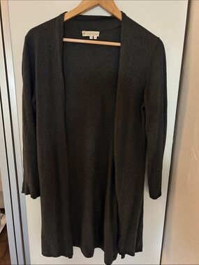 Indigenous Open-Front Long Cardigan - Charcoal